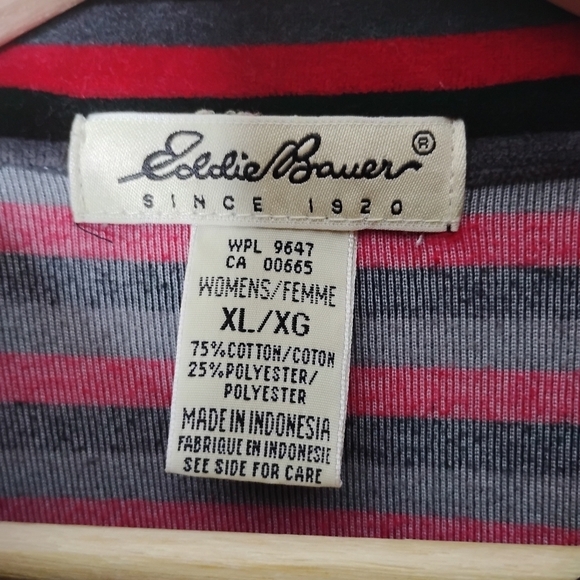 Vintage Eddie Bauer Velour 1/4 Zip XL Striped 90s Y2k Retro Loungewear Preppy - Picture 6 of 6